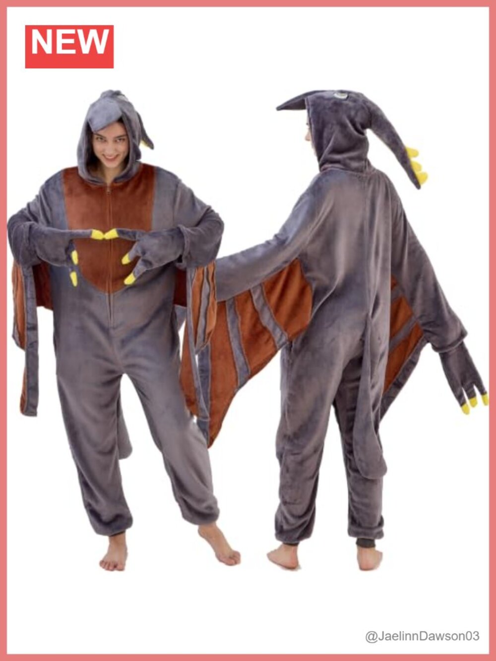 Flannel Adult Onesie Pajama Pterosaur Halloween Cosplay Costume Footless